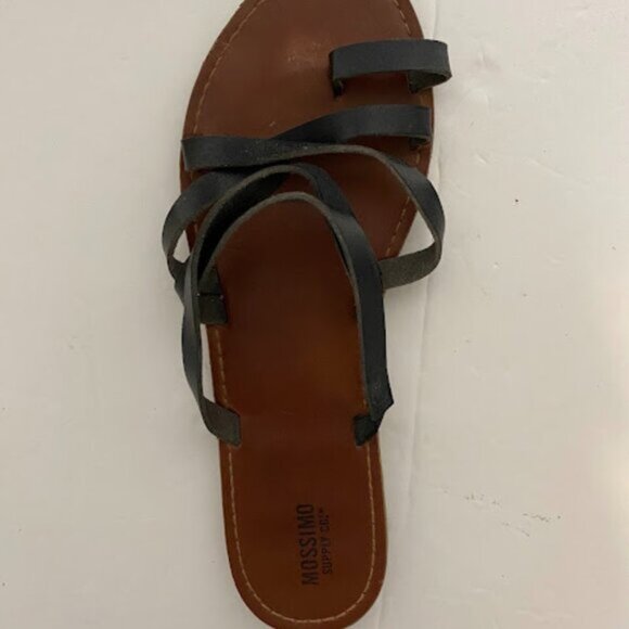 Mossimo Supply Co.  Women’s Brown Black Strappy Flat Sandals Size 7 1/2 - Picture 4 of 10